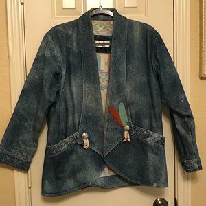 Vintage Chunky Blue Denim Blazer - Sz M